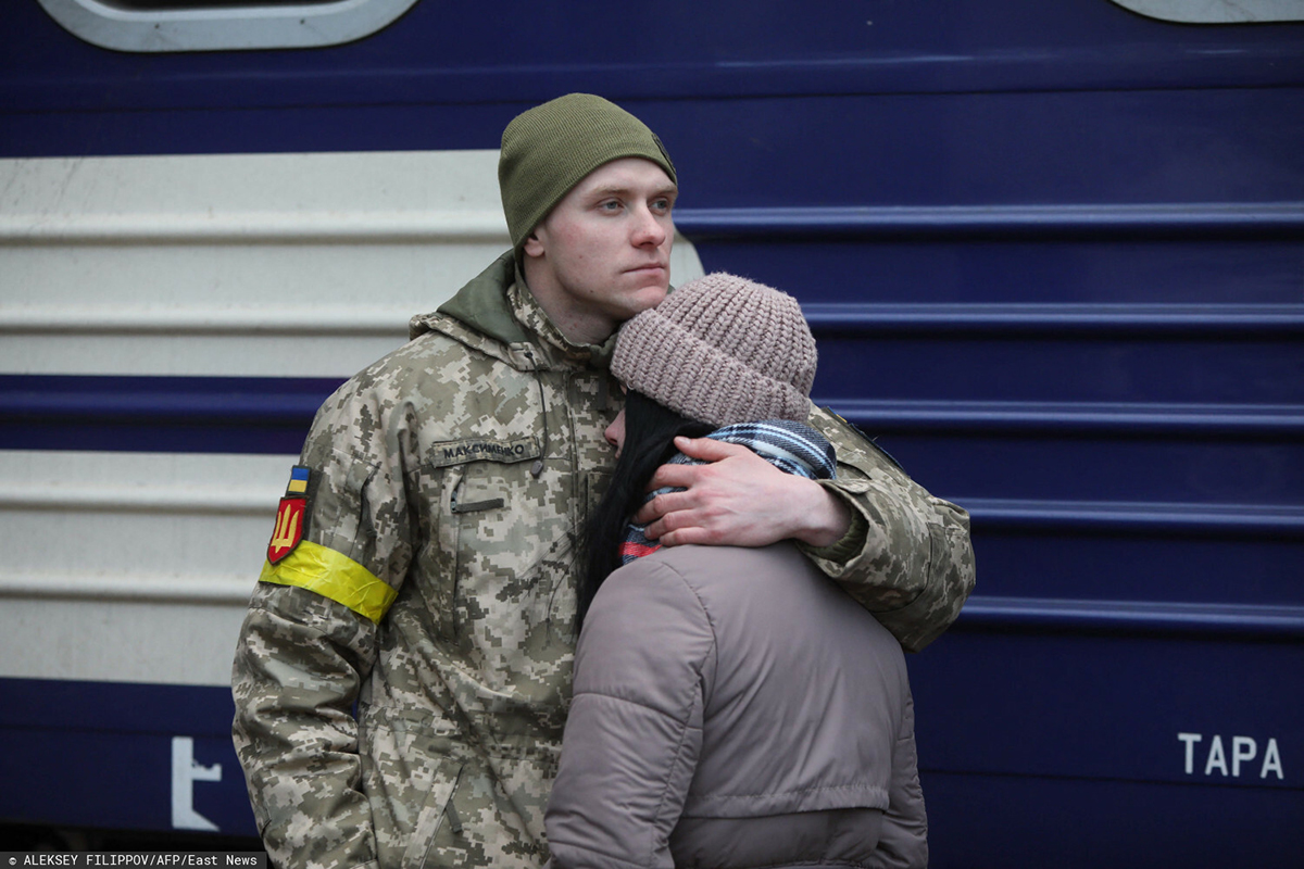 pożegnanie, żołnierz ukraiński, mobilizacja
